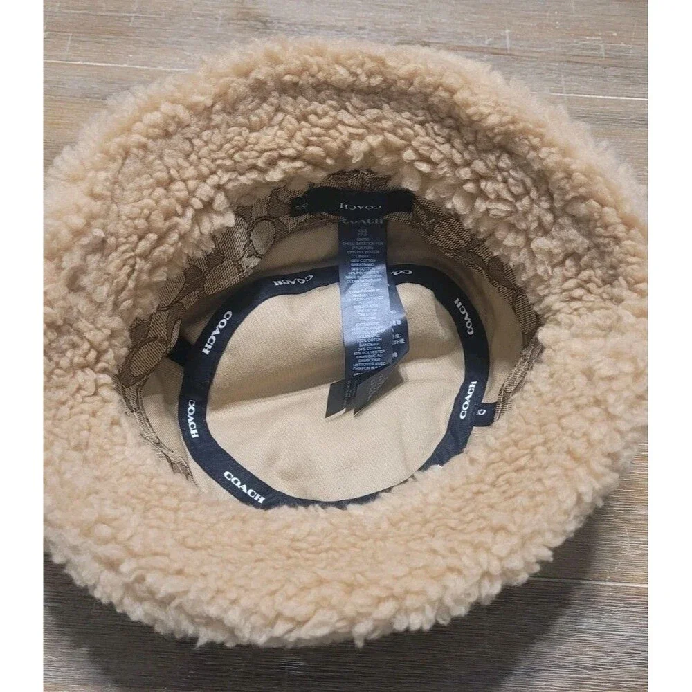 Coach Sherpa Bucket Hat Womens CM750 Caramel XXS